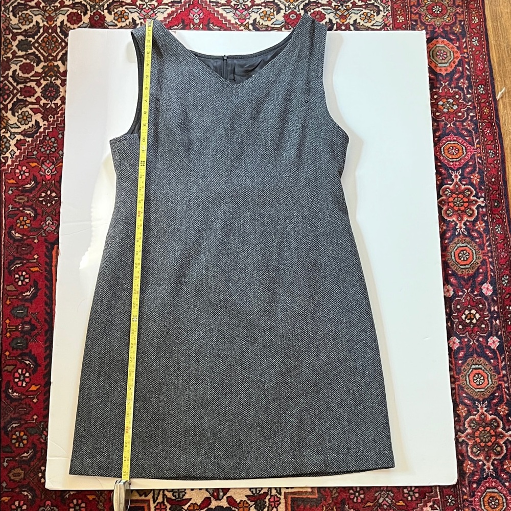 L.L. Bean Black and White Herringbone Wool Dress - Picture 9 of 14